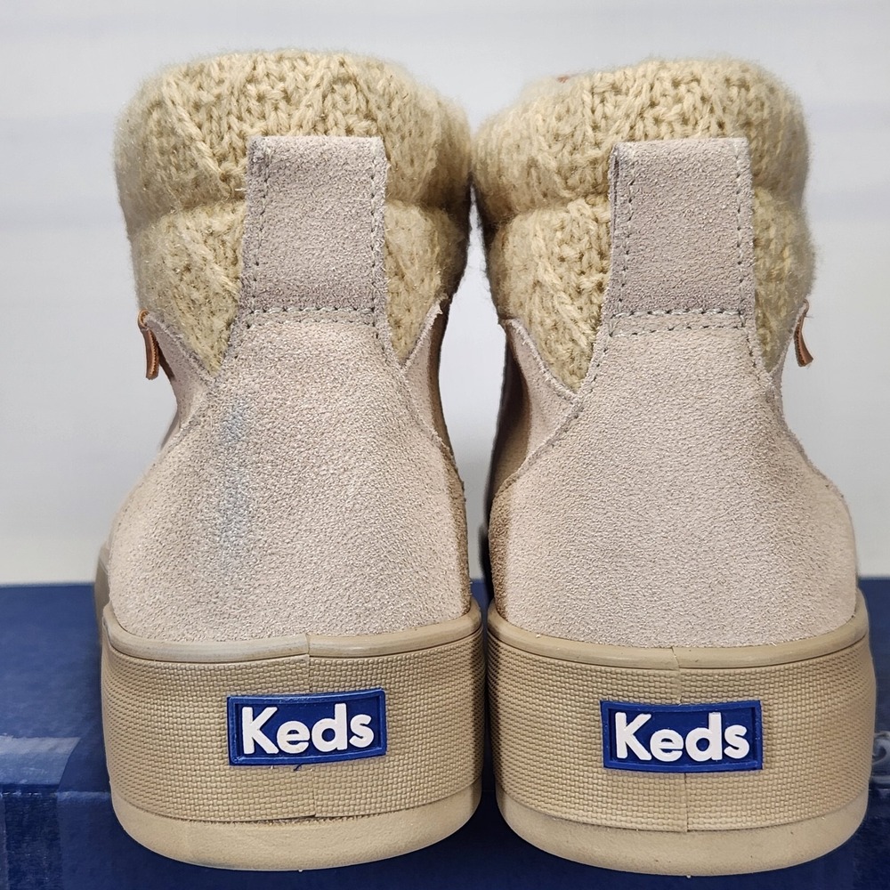 Keds Tahoe Suede Cable Knit Oat Womens Platform Sneakers WH67349 Size 11 - Picture 4 of 8
